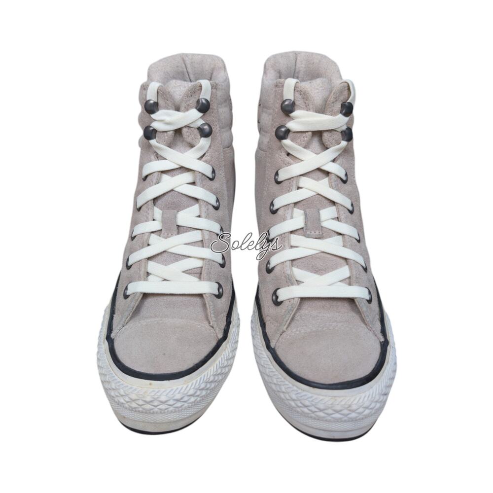 Converse 2016 Platform Plus Collar Hidden Wedge Suede High Top Gray Sneaker 8 - Picture 2 of 11